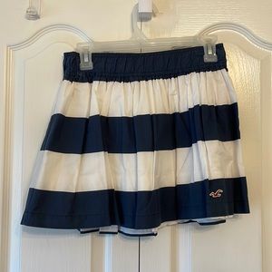 Hollister Navy and White Striped Mini Skirt
